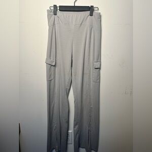 Women's Gray Yoga Pants with Spit Front Leg